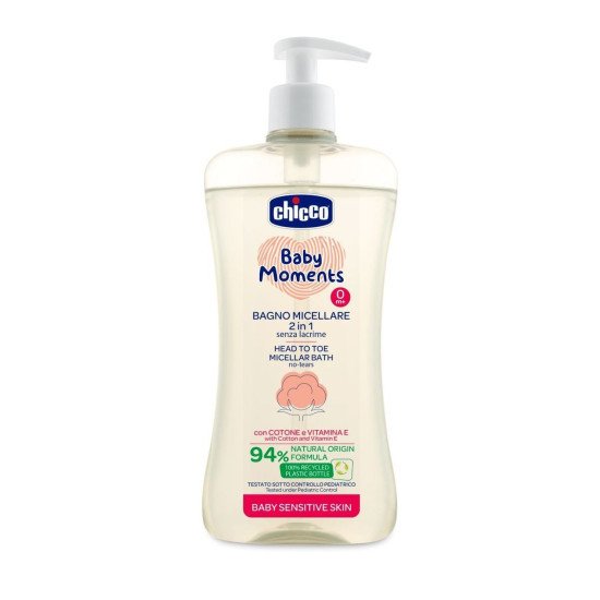Шампунь-гель мицеллярный для чувствительной кожи Chicco Baby Moments "Без слез", 500 мл