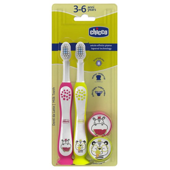 Зубна щітка Chicco на присосці, 3-6 років, 2 шт. Зубна щітка Chicco на присосці, 3-6 років, 2 шт.