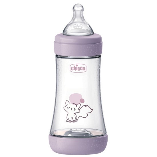 Пляшечка пластик Chicco PERFECT 5 Kitten, 240 мл, соска силікон, 2 м+