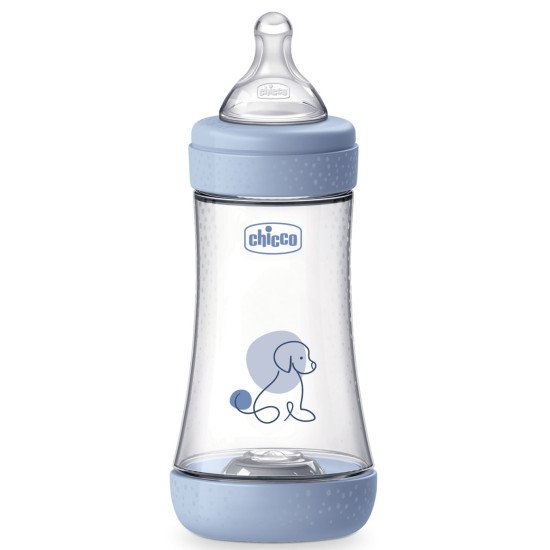 Бутылочка пластик Chicco PERFECT 5 Puppy, 240 мл, соска силикон, 2 м+ Бутылочка пластик Chicco PERFECT 5 Puppy, 240 мл, соска силикон, 2 м+