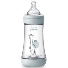 Бутылочка пластик Chicco PERFECT 5 Giraffe, 240 мл, соска силикон, 2 м+
