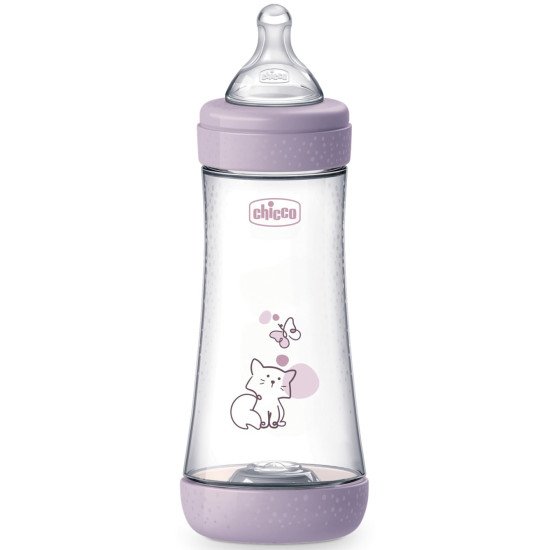 Бутылочка пластик Chicco PERFECT 5 Kitten, 300 мл, соска силикон, 4 м+ Бутылочка пластик Chicco PERFECT 5 Kitten, 300 мл, соска силикон, 4 м+