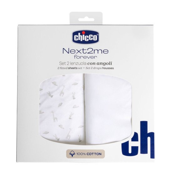 Простынь на резинке Chicco Next2Me Forever Cotton, 58х110 см, 2 шт.