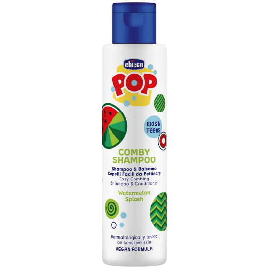 Шампунь-кондиционер 2 в 1 с арбузным экстрактом Chicco Pop Watermelon Splash, от 6 лет, 250 мл Шампунь-кондиционер 2 в 1 с арбузным экстрактом Chicco Pop Watermelon Splash, от 6 лет, 250 мл