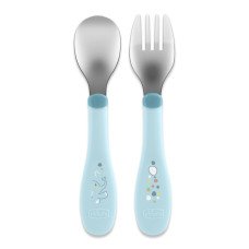 Набор Chicco: ложка и вилка, из нержавеющей стали, 18м+