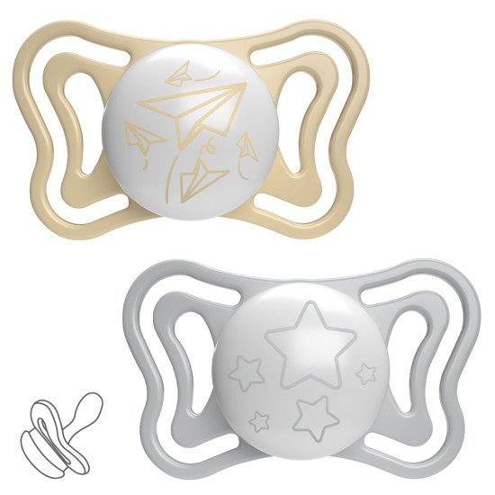 Пустушка Chicco Physio Light, силікон, 6-16 міс., 2 шт., люмінесцентна