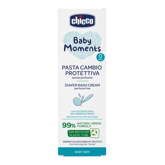 Крем захисний під підгузок з цинком та пантенолом Chicco Baby Moments, 100 мл Крем захисний під підгузок з цинком та пантенолом Chicco Baby Moments, 100 мл