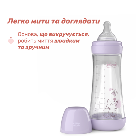 Бутылочка пластик Chicco PERFECT 5 Kitten, 300 мл, соска силикон, 4 м+ Бутылочка пластик Chicco PERFECT 5 Kitten, 300 мл, соска силикон, 4 м+