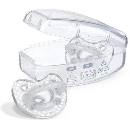 Пустышка Chicco PhysioForma Crystal, силикон, 2-6 мес., 2 шт.