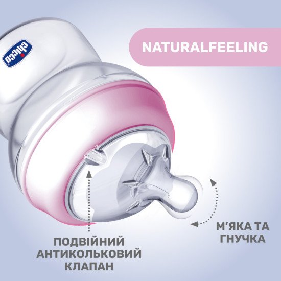 Бутылочка пластик Chicco Natural Feeling NEW, 150 мл, 0м+ Бутылочка пластик Chicco Natural Feeling NEW, 150 мл, 0м+