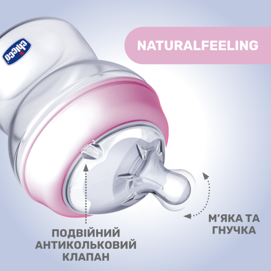Бутылочка пластик Chicco Natural Feeling NEW, 250 мл, 2м+ Бутылочка пластик Chicco Natural Feeling NEW, 250 мл, 2м+