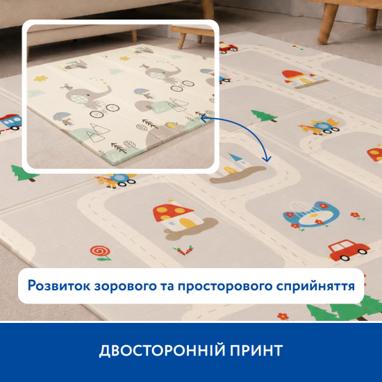 Двосторонній термокилимок Piccolino "Транспорт", 150х180х1 см