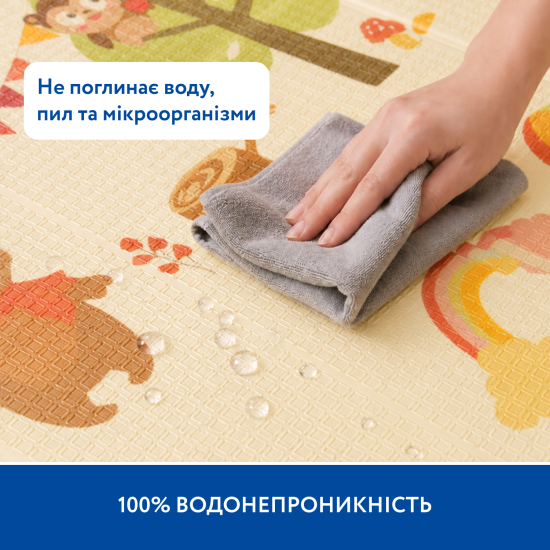 Великий двосторонній термокилимок Piccolino "Лісові звірята", 180х200х1 см