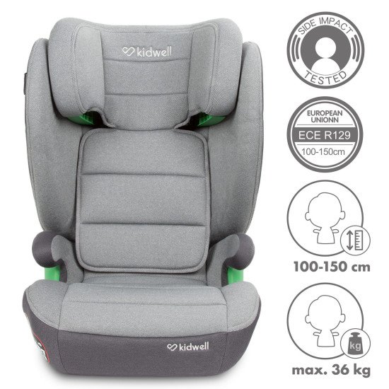 Дитяче автокрісло Kidwell Weston I-Size ISOFIX 100-150см (15-36кг) light grey