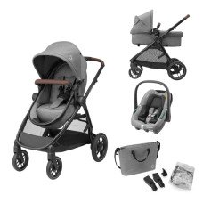 Коляска MAXI-COSI ZELIA S TRIO Grey (Black Frame/Brown Leather + CabrioFix S i-Size + сумка) Коляска MAXI-COSI ZELIA S TRIO Grey (Black Frame/Brown Leather + CabrioFix S i-Size + сумка)