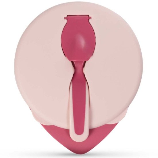 Мисочка BABOO з кришкою та ложечкою, рожева, 6+ міс