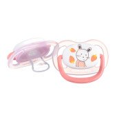 Пустушка силіконова BEBE CONFORT 2 шт Physio Air Dummy Gardener 18/36 рожева та жовта