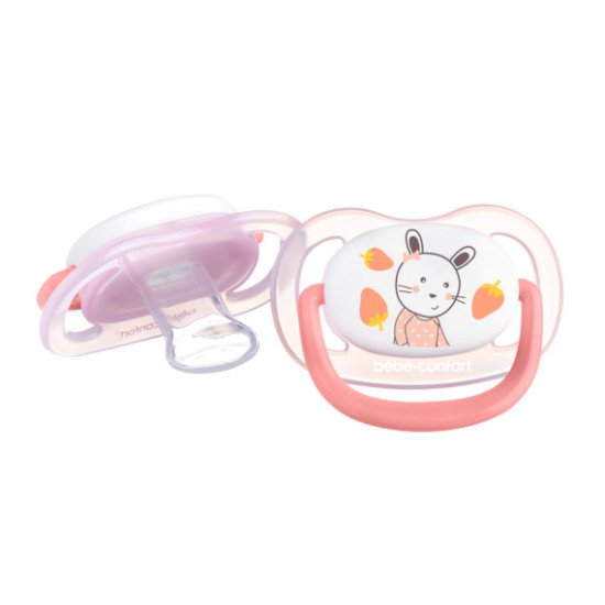Пустушка силіконова BEBE CONFORT 2 шт Physio Air Dummy Gardener 18/36 рожева та жовта