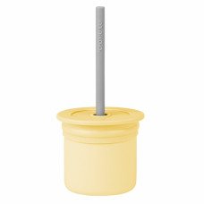Чашка-контейнер з трубочкою силіконова MinikOiOi Sip+Snack - Mellow Yellow / Powder Grey
