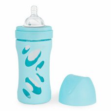 Скляна антиколікова пляшечка із силіконовою соскою 260мл Twistshake Pastel Blue