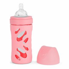 Скляна антиколікова пляшечка із силіконовою соскою 260мл Twistshake Pastel Pink