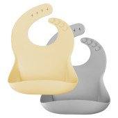 Нагрудник силіконовий 100% MinikOiOi BASICS - Mellow Yellow / Powder Grey, 2шт Нагрудник силіконовий 100% MinikOiOi BASICS - Mellow Yellow / Powder Grey, 2шт