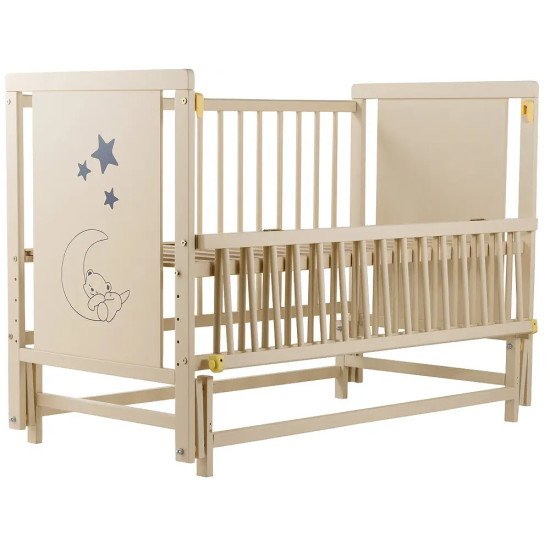Ліжко Babyroom Ведмедик M-02 маятник, відкидний бік бук слонова кістка