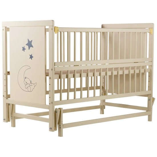 Ліжко Babyroom Ведмедик M-02 маятник, відкидний бік бук слонова кістка