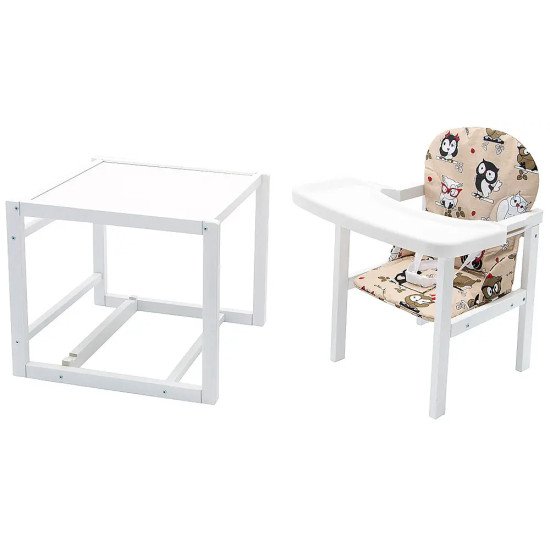 Стульчик-трансформер Babyroom Пони-240 белый бежевый (совы)