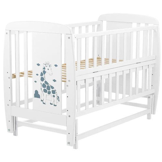 Кровать Babyroom Жирафік DJMO-02 маятник, откидной бок бук белый Кровать Babyroom Жирафік DJMO-02 маятник, откидной бок бук белый