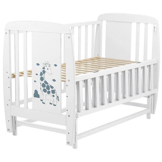 Кровать Babyroom Жирафік DJMO-02 маятник, откидной бок бук белый Кровать Babyroom Жирафік DJMO-02 маятник, откидной бок бук белый