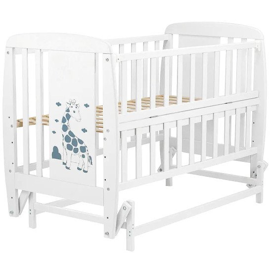 Кровать Babyroom Жирафік DJMO-02 маятник, откидной бок бук белый Кровать Babyroom Жирафік DJMO-02 маятник, откидной бок бук белый