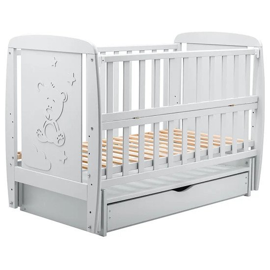 Ліжко Babyroom Умка DUMYO-3 маятник, ящик, відкидний бік бук сірий Ліжко Babyroom Умка DUMYO-3 маятник, ящик, відкидний бік бук сірий