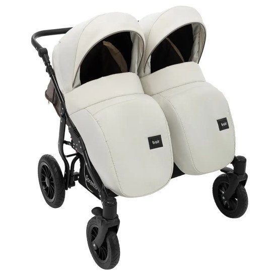 Коляска 2 в 1 для двойни Bair Sorento DUO BS-03 слоновая кость / капучино