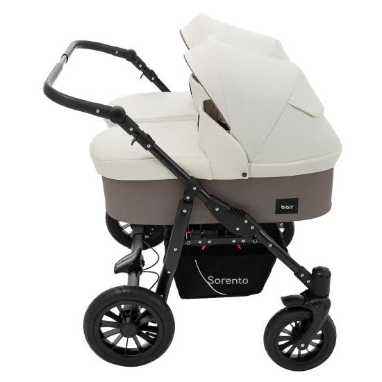 Коляска 2 в 1 для двойни Bair Sorento DUO BS-03 слоновая кость / капучино