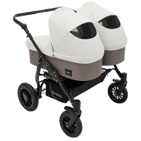Коляска 2 в 1 для двойни Bair Sorento DUO BS-03 слоновая кость / капучино
