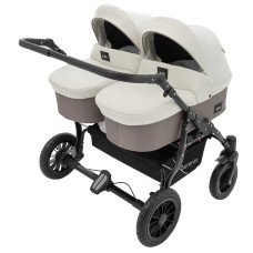 Коляска 2 в 1 для двойни Bair Sorento DUO BS-03 слоновая кость / капучино