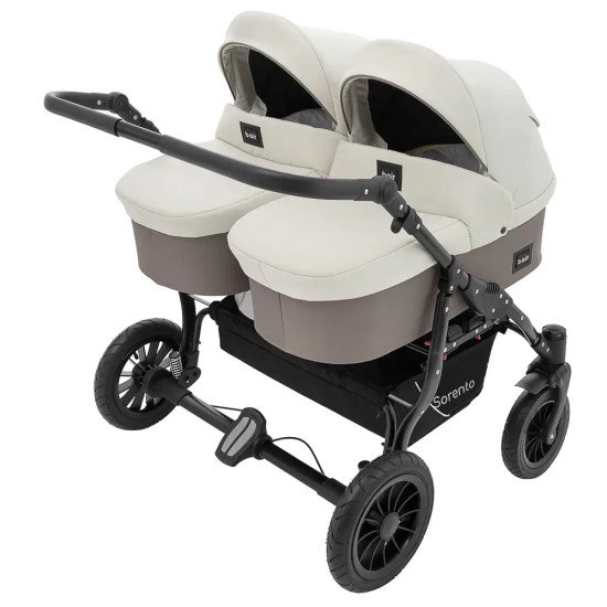 Коляска 2 в 1 для двойни Bair Sorento DUO BS-03 слоновая кость / капучино