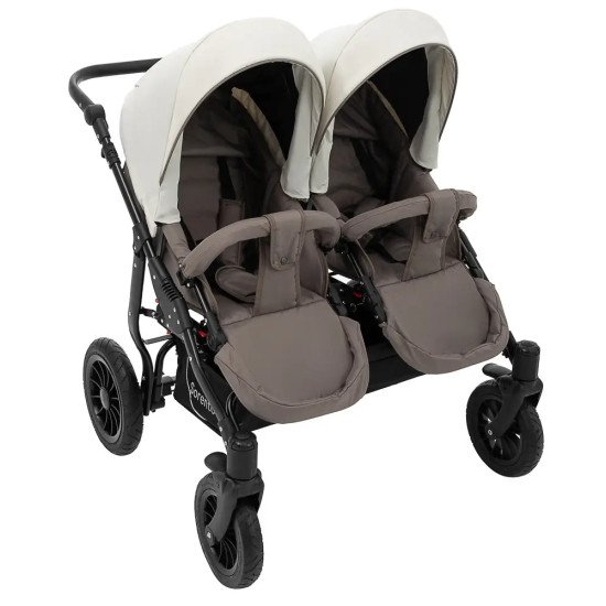 Коляска 2 в 1 для двойни Bair Sorento DUO BS-03 слоновая кость / капучино