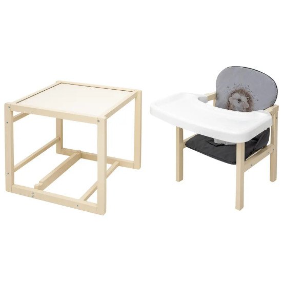 Стульчик-трансформер Babyroom Пеппи-260 слоновая кость серый / графит (ежик, сердца)