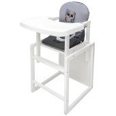 Стільчик-трансформер Babyroom Пеппі-240 білий сірий / графіт (сова) Стільчик-трансформер Babyroom Пеппі-240 білий сірий / графіт (сова)
