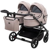 Коляска 2 в 1 для двойни Adamex Leo Duo Tip TK-72 капучино