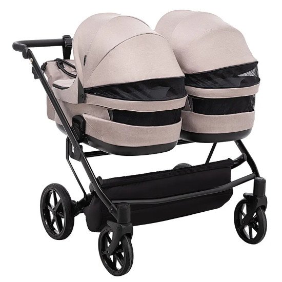 Коляска 2 в 1 для двойни Adamex Leo Duo Tip TK-72 капучино