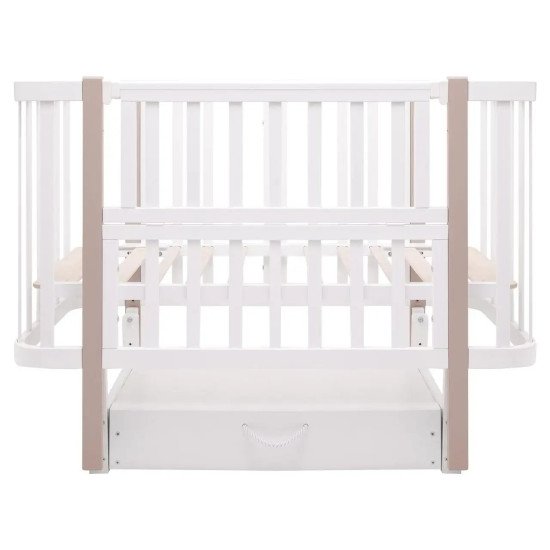 Ліжко Babyroom Місяць LU-3 маятник, шухляда білий / капучино Ліжко Babyroom Місяць LU-3 маятник, шухляда білий / капучино