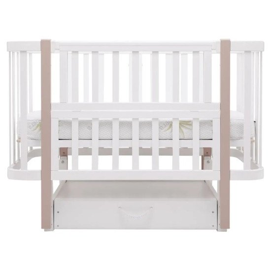 Ліжко Babyroom Місяць LU-3 маятник, шухляда білий / капучино Ліжко Babyroom Місяць LU-3 маятник, шухляда білий / капучино