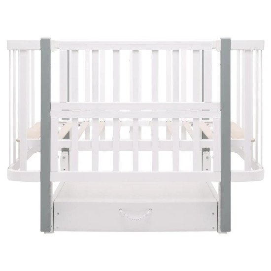 Ліжко Babyroom Місяць LU-3 маятник, шухляда білий / сірий Ліжко Babyroom Місяць LU-3 маятник, шухляда білий / сірий