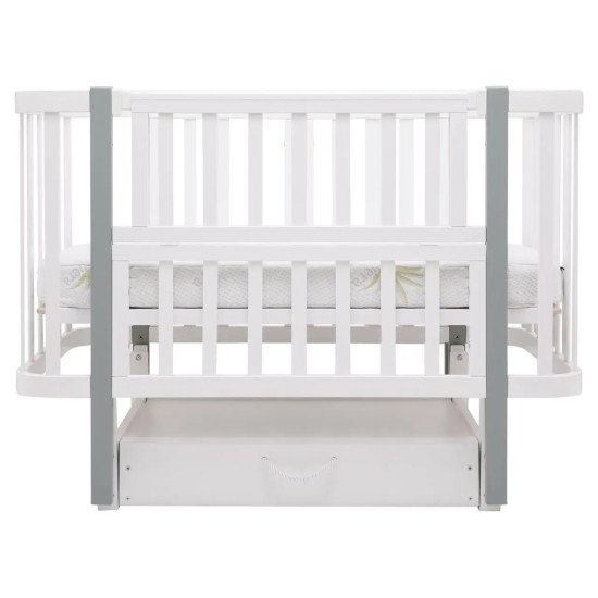 Ліжко Babyroom Місяць LU-3 маятник, шухляда білий / сірий Ліжко Babyroom Місяць LU-3 маятник, шухляда білий / сірий