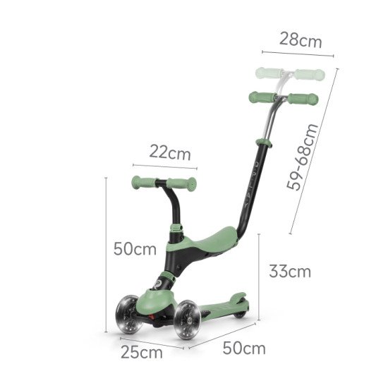 Самокат триколісний дитячий 5 в 1 Sema Pro Green