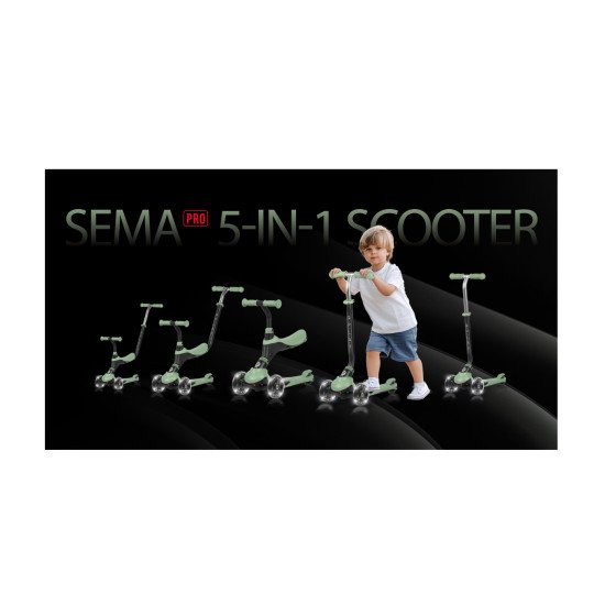 Самокат триколісний дитячий 5 в 1 Sema Pro Green