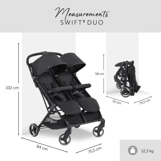 Коляска прогулянкова для двійні Hauck Swift X Duo Black
